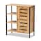 Baxton Studio Vander Contemporary Oak Brown Finished Wood and Black Metal 1-Door Shoe Storage Cabinet 189-11751-ZORO - alternate 8